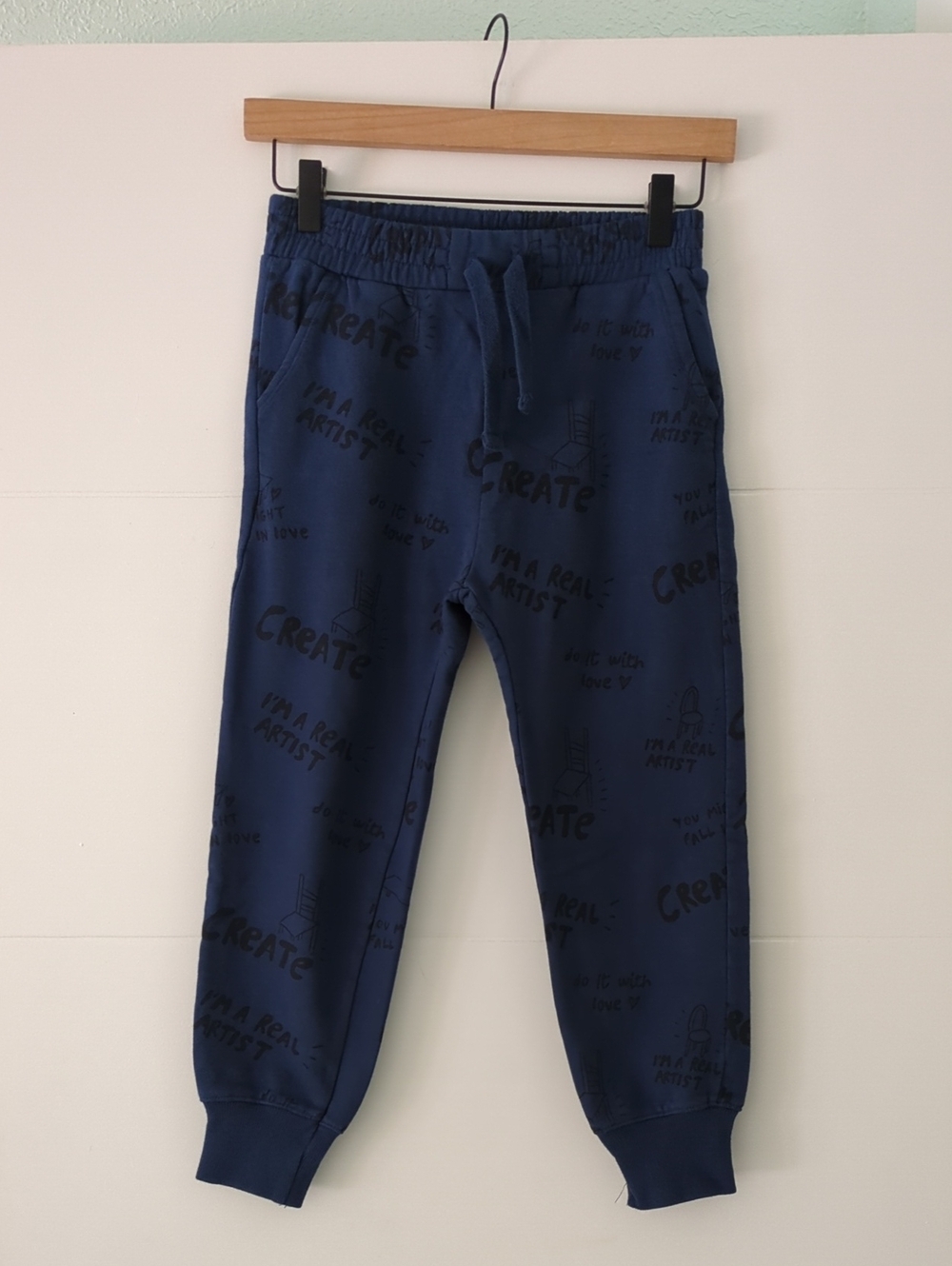 Zara Kids Navy Graphic Jogger Pants Girls Sz 9yrs